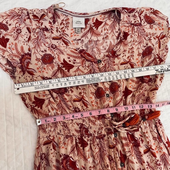 Knox Rose Dress XL Floral Midi Dress V-Neck Button Front Flutter Sleeve - Picture 7 of 9
